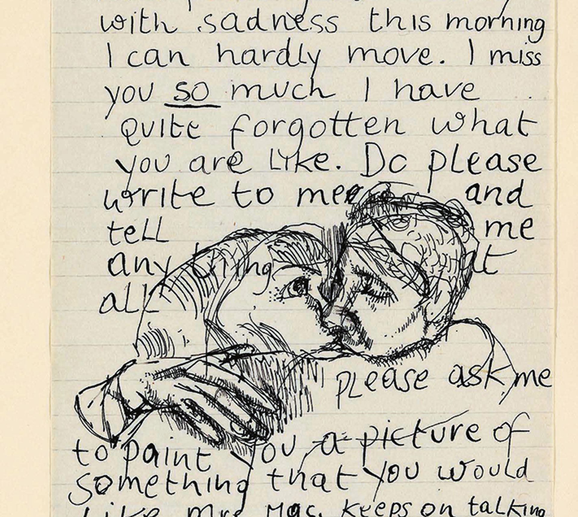 A 1952 illustrated letter from Freud to Lady Caroline Blackwood, with characteristically childlike handwriting