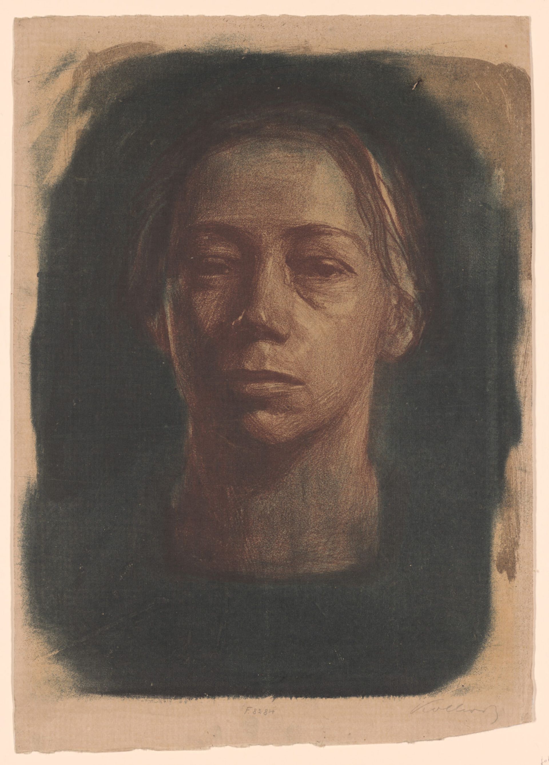 Käthe Kollwitz, Self-portrait en face (1904). Edition: one of 12 known impressions. Courtesy The Museum of Modern Art, New York. Jointly owned by The Museum of Modern Art, New York, and Neue Galerie, New York. 