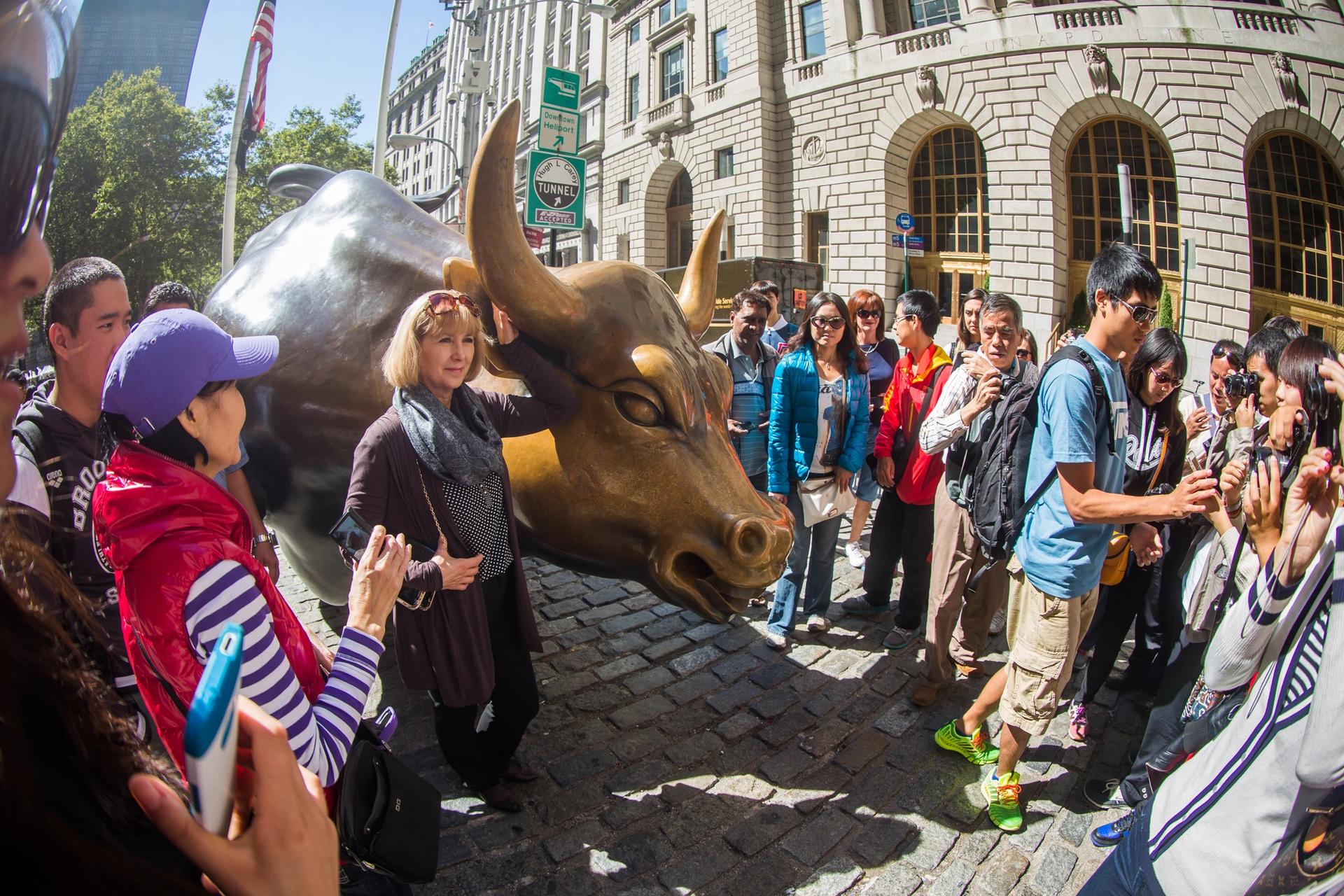 Arturo Di Modica's Charging Bull may be moved from its current location, a traffic island at the northern tip of Bowling Green Park Photo: Thomas Hawk