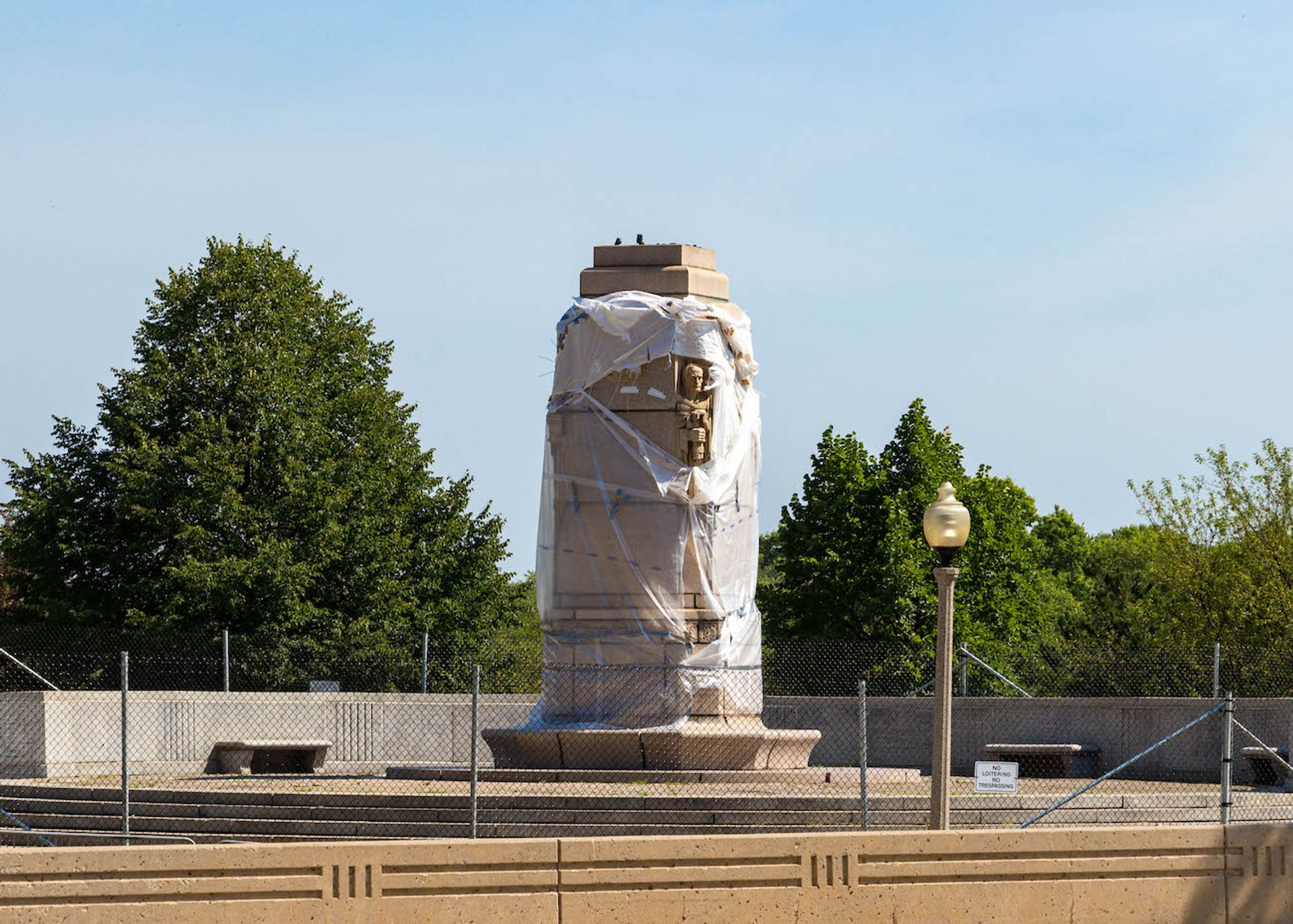 A statue of Christopher Columbus was removed from Grant Park, Chicago, last month 