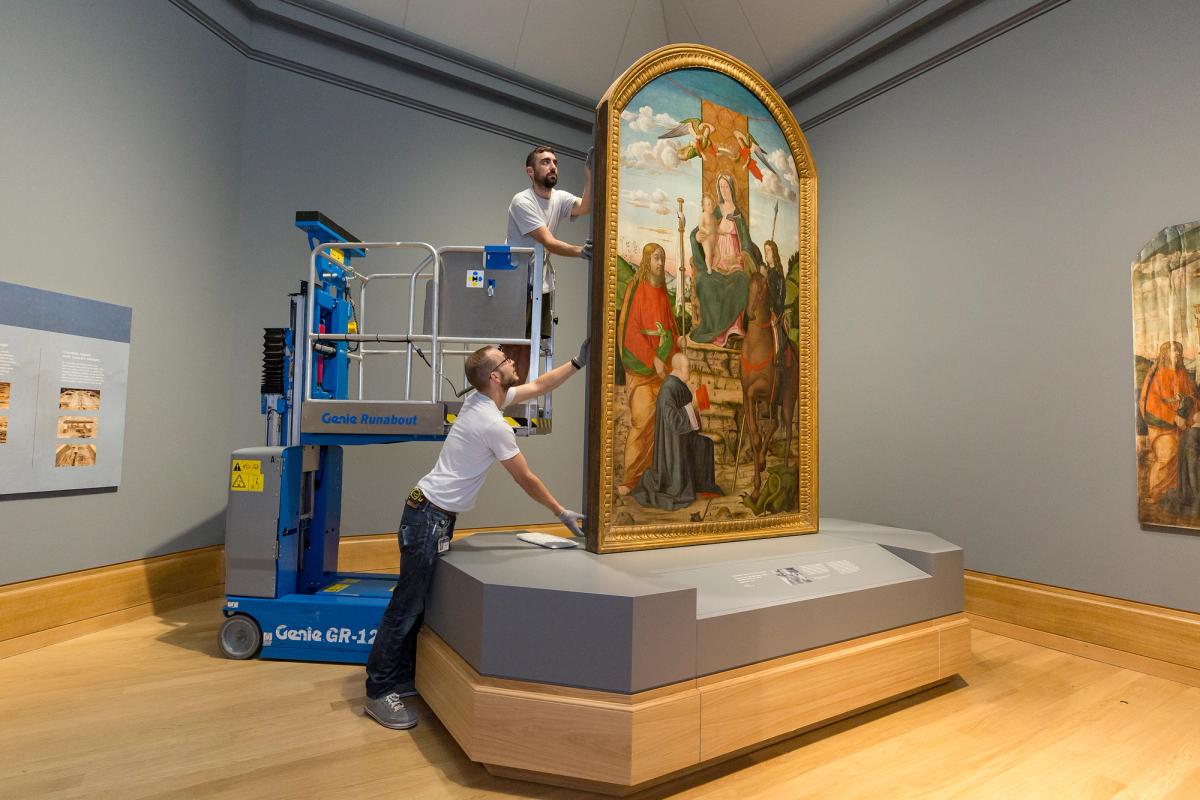 An installation shot of The Virgin and Child with Saints by Giovanni Martini da Udine in Room 56 at the National Gallery in London © The National Gallery, London