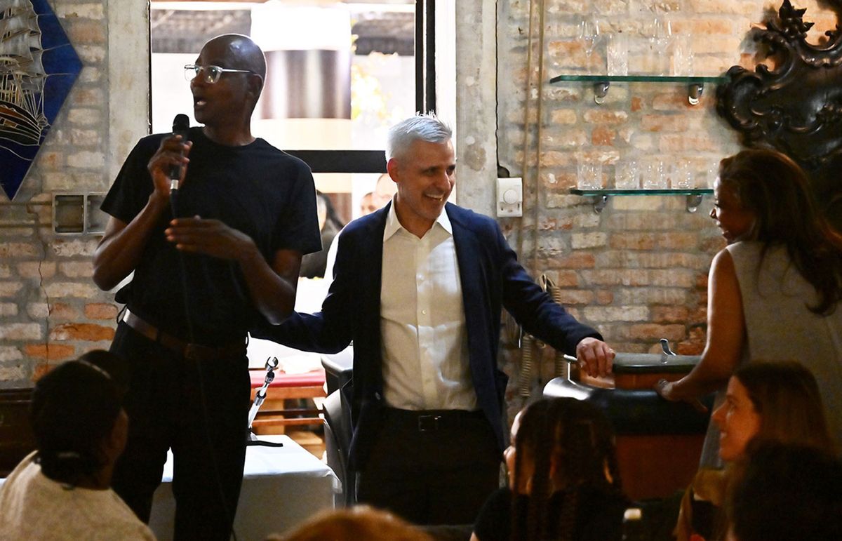 Mark Bradford, Adriano Pedrosa and Pamela Joyner