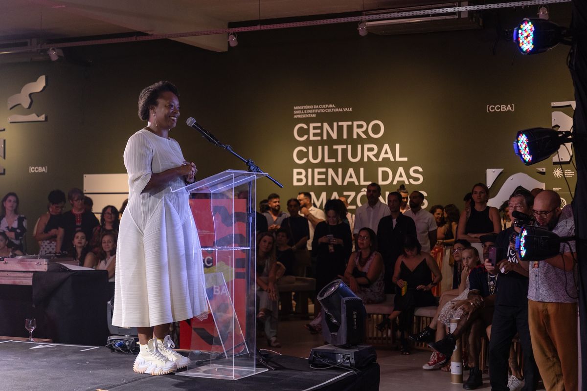 At the opening of the Centro Cultural Bienal das Amazônias, Belém, Brazil Photo: Lucas Santana, courtesy the Centro Cultural Bienal das Amazônias