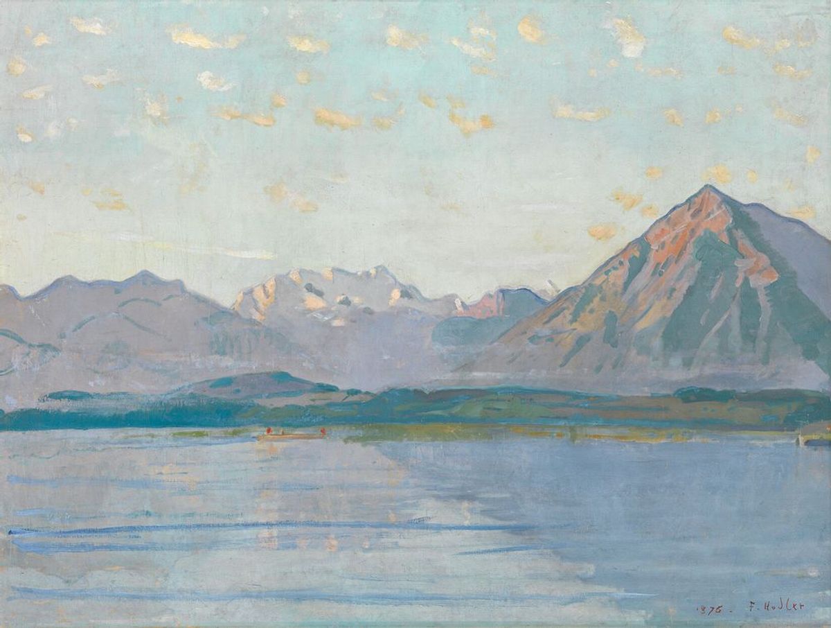 Ferdinand Hodler's Thunersee mit Blüemlisalp und Niesen (Lake Thun with the Blüemlisalp and Niesen Mountains, 1876-82)