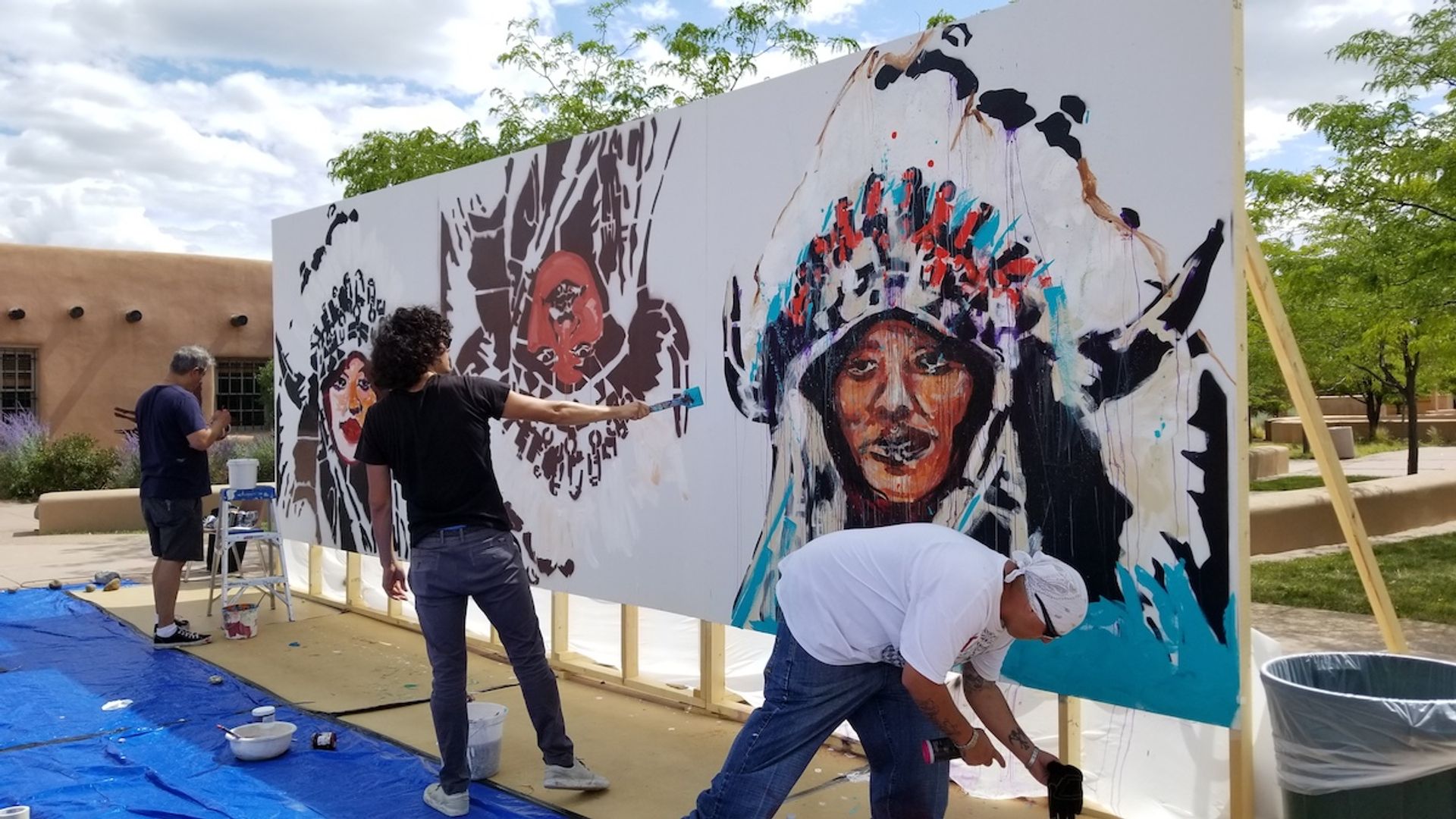 The Romero brothers' mural in progress Courtesy of the artists