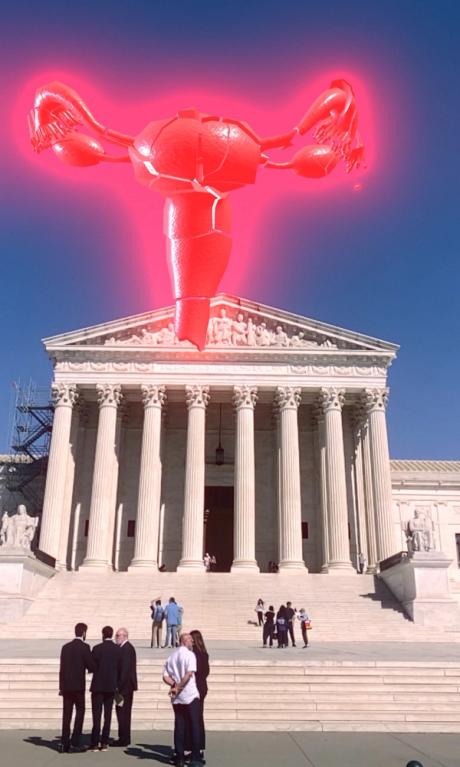  Artist Nancy Baker Cahill projects exploding uterus atop the US Supreme Court 