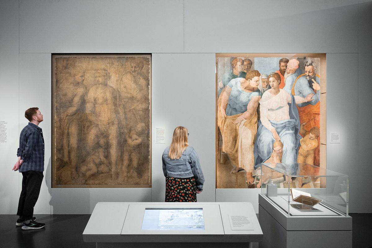 Stratospherically superior: the show includes Michelangelo’s newly restored cartoon Epifania alongside a fresco by Ascanio Condivi, the artist’s biographer © The Trustees of the British Museum
