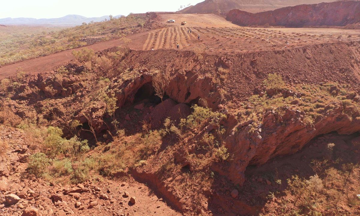 The ancient rock shelters at Juukan Gorge were blasted with dynamite on 24 May to expand nearby mining operations Photo: Puutu Kunti Kurrama and Pinikura Aboriginal Corporation