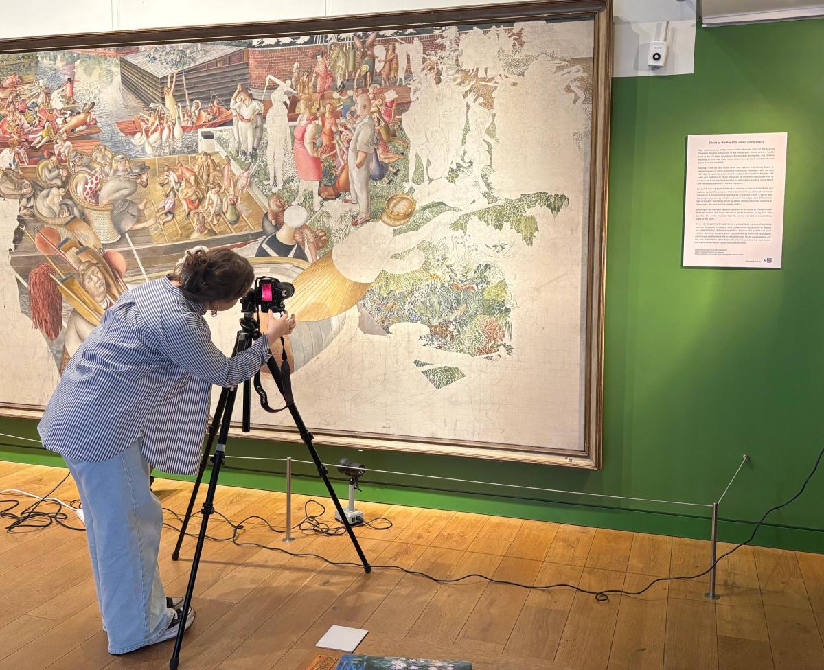 Olivia Leake, master's student at London’s Courtauld Institute, is conserving the work live, in front of visitors

Henrietta Sitwell