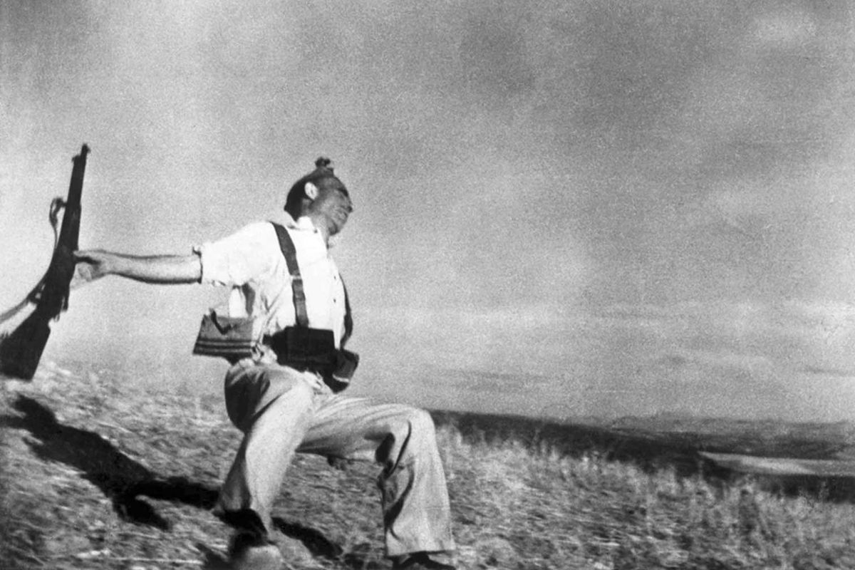 Robert Capa’s 1936 photograph of a loyalist militiaman in the Spanish Civil War being shot has become one of the most famous war images of all time

© Robert Capa and International Center of Photography