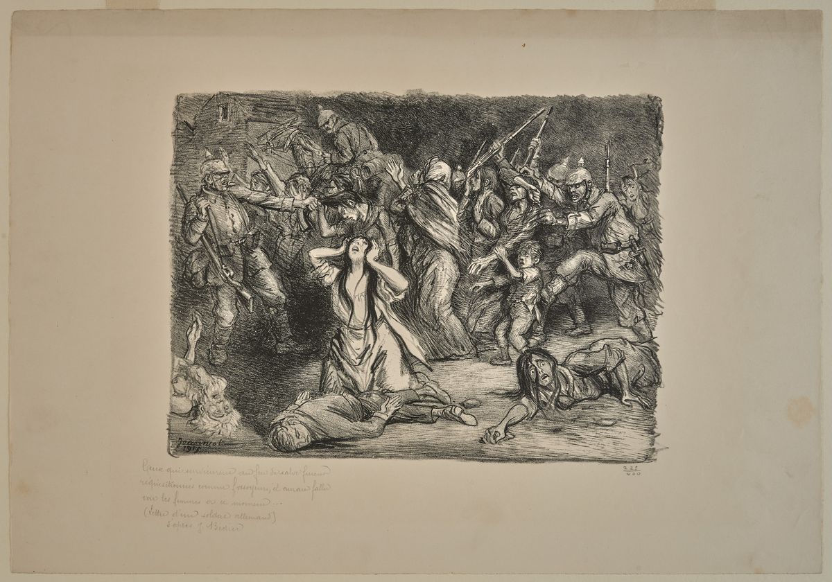 Pierre-Georges Jeanniot, The Survivors of a Massacre Used as Gravediggers, 1915, lithograph on wove paper. Clark Art Institute, Gift of James Bergquist, 1988