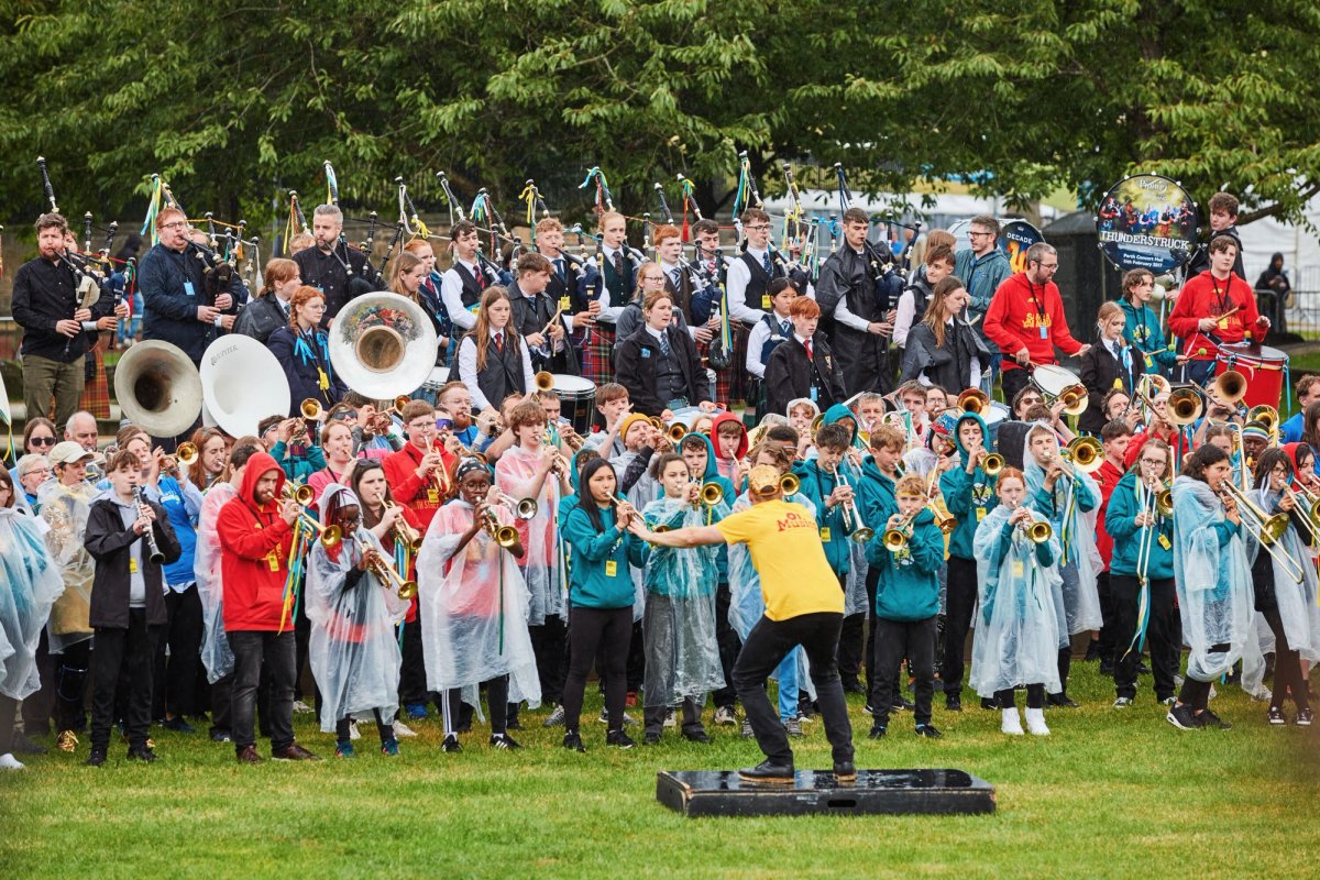 Groups including the National Youth Pipe Band perform at the opening ceremony for Healing Arts Scotland in Edinburgh
Photo: Andrew Perry