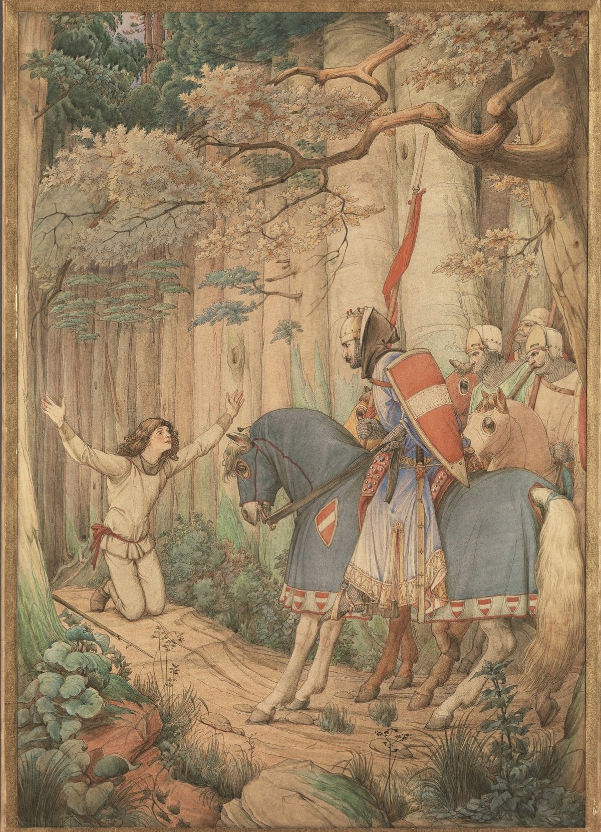 Edward von Steinle, Parsifal’s Meeting with the Knights in the Forest (1884) © Bayerische Staatsgemäldesammlungen, Neue Pinakothek, Munich. Photo: Bayerische Staatsgemäldesammlungen