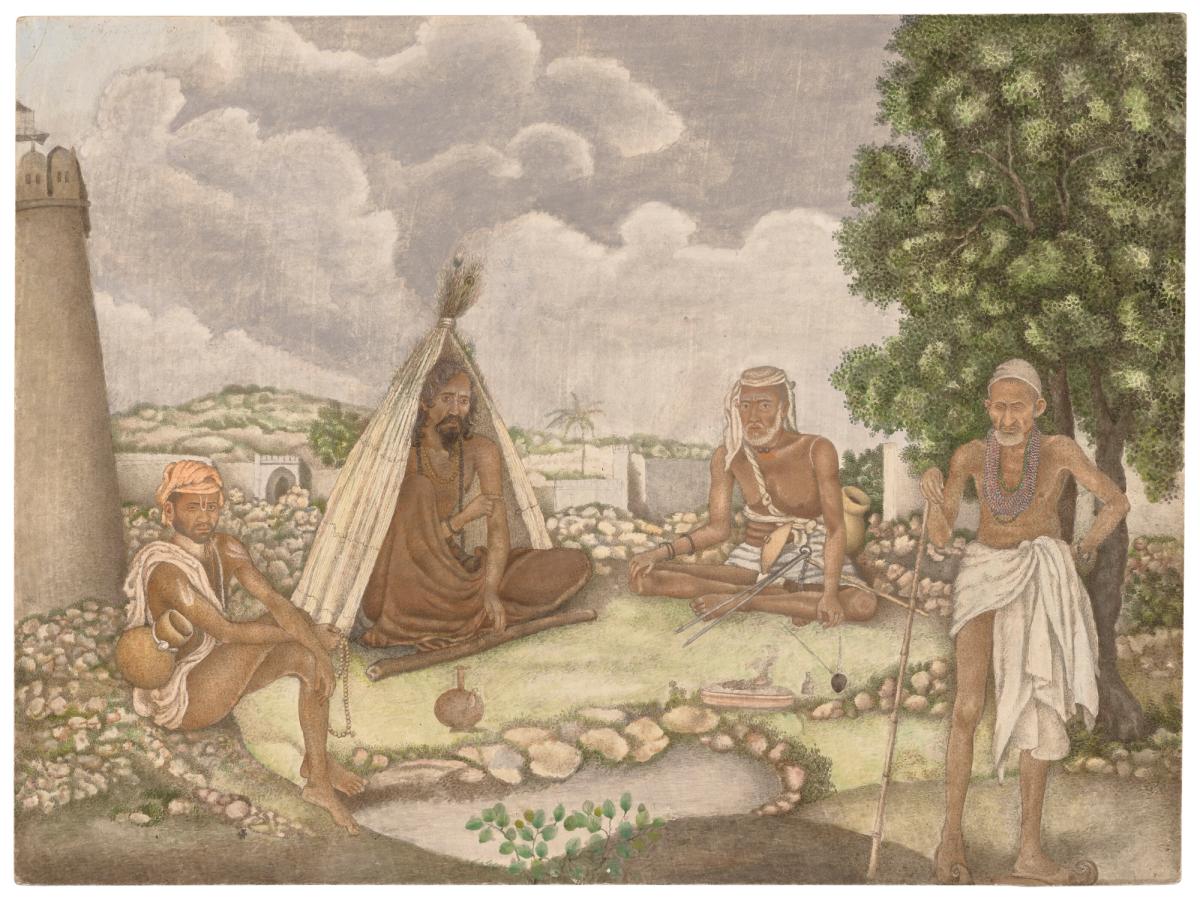 Ascetics Encamped Outside a Walled Town, Haryana (around 1816), from the Fraser Album

Courtesy Christie's