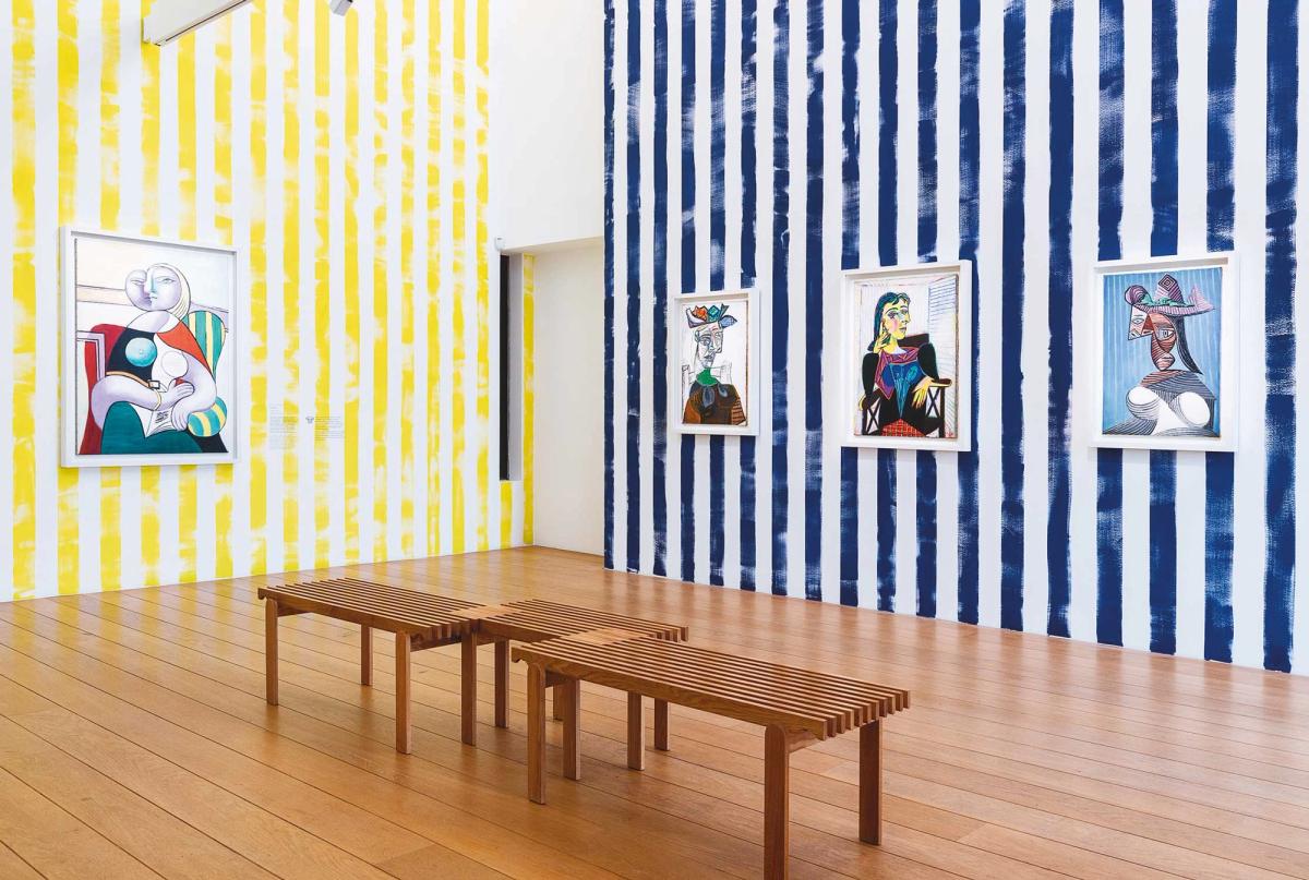 People of every stripe: one of the rooms in Picasso Celebration—an exhibition designed by Paul Smith—including Picasso’s Portrait of Dora Maar (1937), second from right © Musée National Picasso-Paris, Voyez-Vous (Vinciane Lebrun) and Succession Picasso 2023