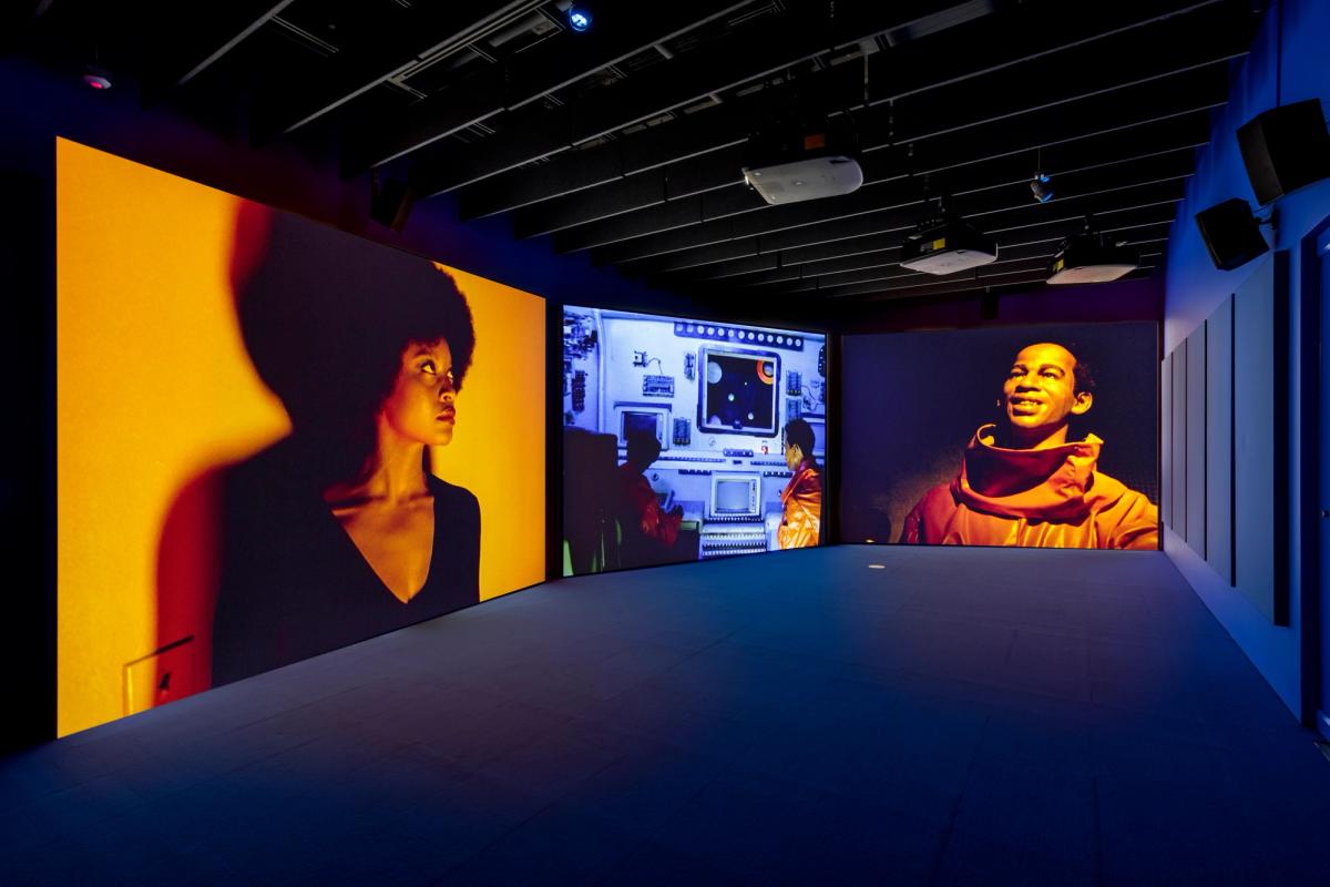 Installation view of Isaac Julien's Baltimore (2003). Courtesy The Academy Museum of Motion Pictures.