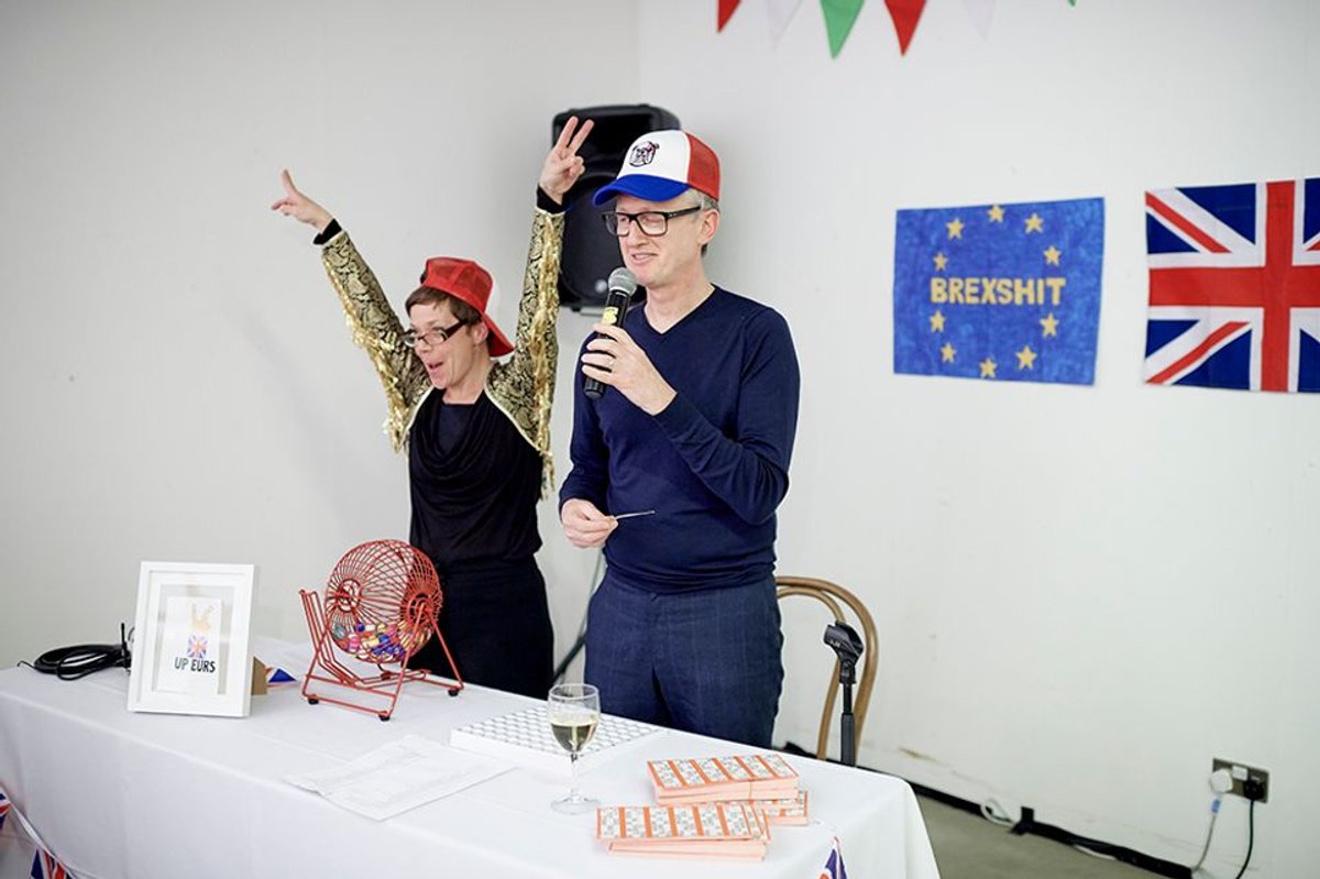 Michael Landy at Brexit Bingo evening (2018) courtesy Nick Harvey