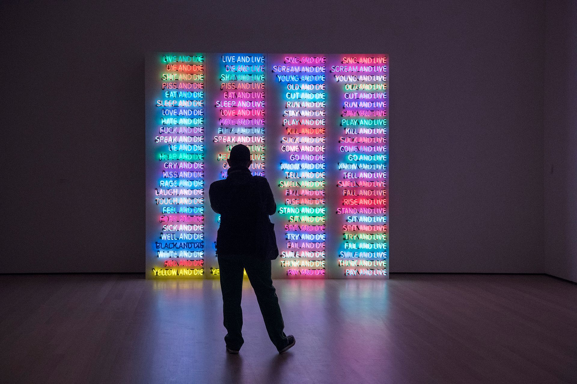 Installation view of Bruce Nauman: Disappearing Acts at The Museum of Modern Art, New York © 2018 Bruce Nauman/Artists Rights Society (ARS), New York. Digital image: © 2018 The Museum of Modern Art, New York. Photo: Martin Seck