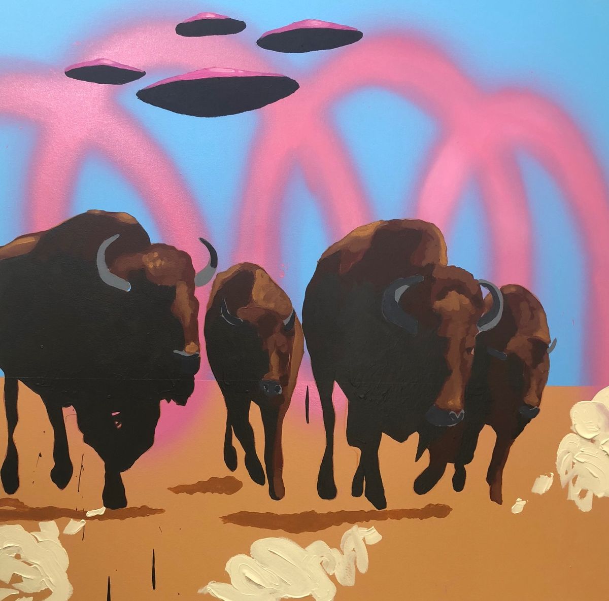 Hyde's "Buffalo Fields Forever - Bulls on Parade #2" (2019). Courtesy of the artist