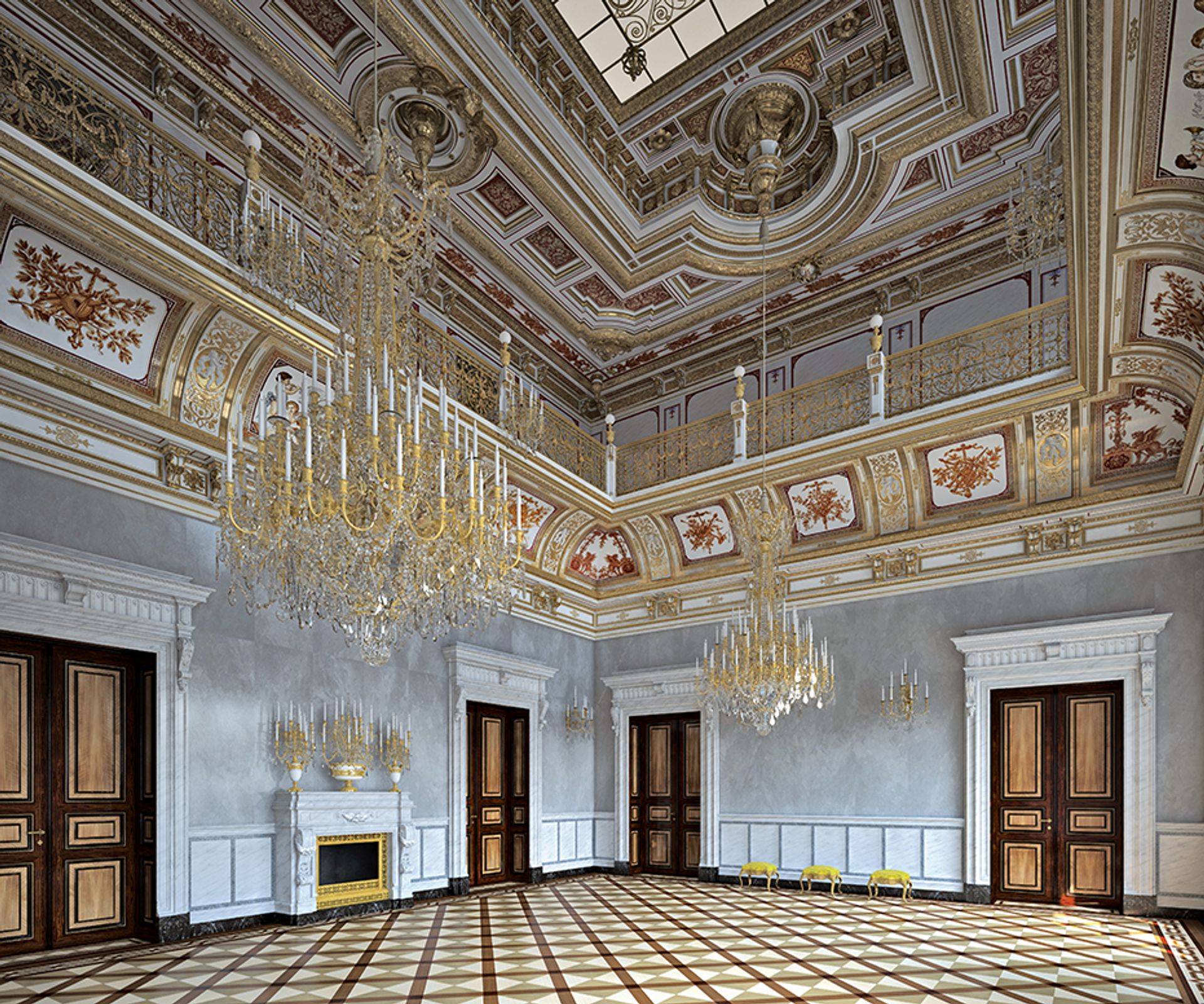 An architect’s visualisation of the restored Small Ballroom in the Georgenbau in Dresden’s Residential Palace complex ©Andreas Hummel/Staatliche Kunstsammlungen Dresden