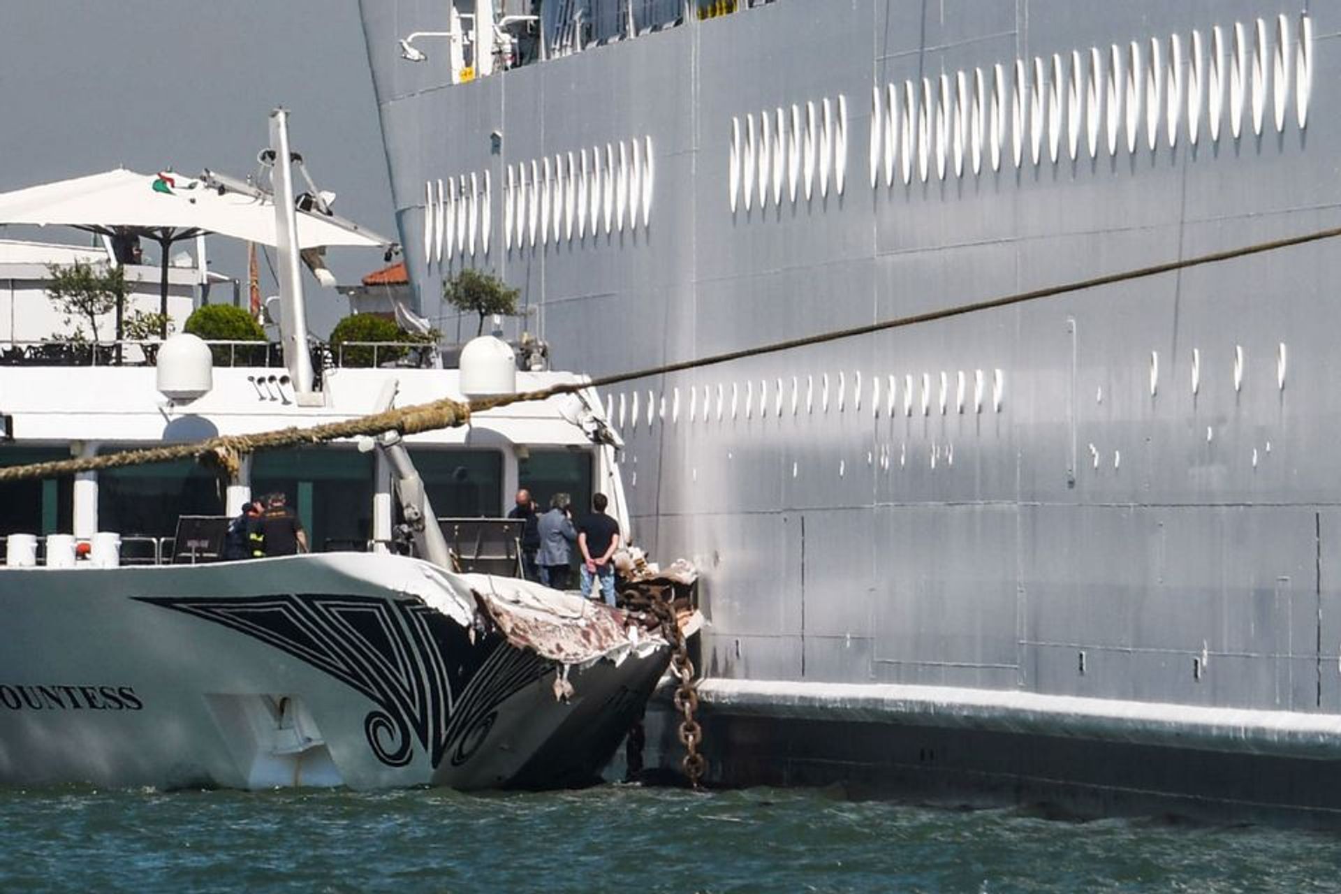 The River Countess tourist boat was hit by the MSC Opera cruise ship in Venice last year © Andrea Pattaro/AFP/Getty Images