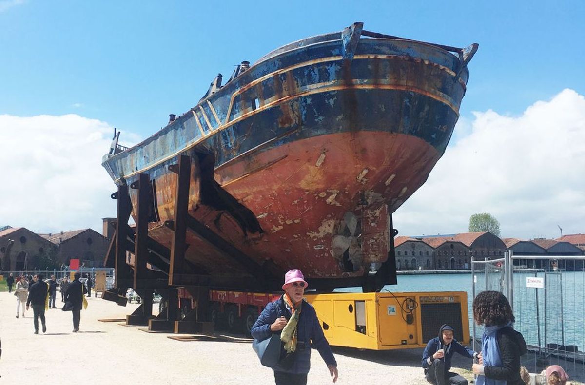 Hundreds of migrants died on this boat; now Christoph Büchel is showing it as a work of art in Venice © The Art Newspaper