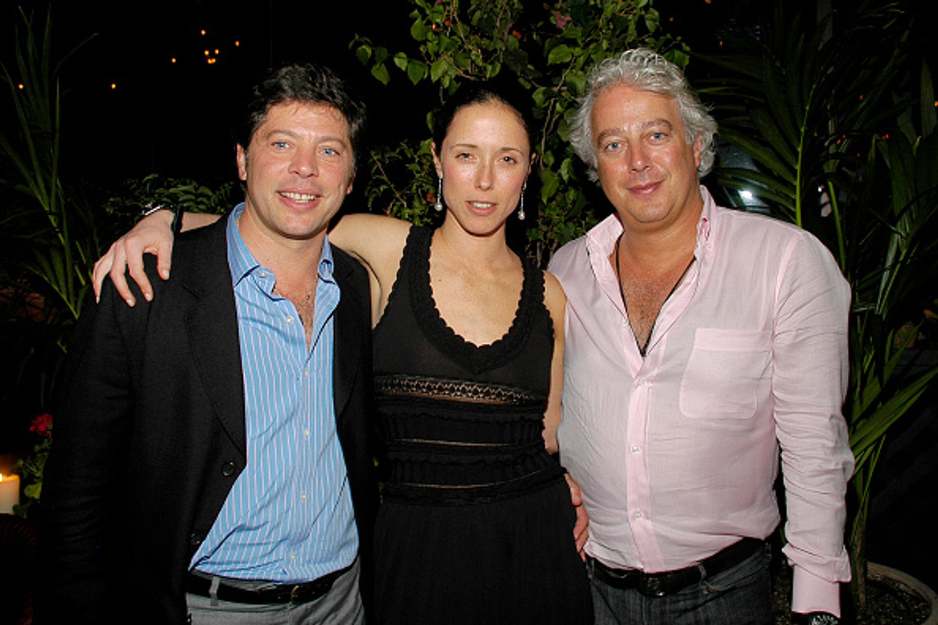 Investor Adam Lindemann (left) and his wife and fellow art dealer Amalia Dayan, with real estate mogul Aby Rosen (right) with art dealer Amalia Dayan at a party at Gramercy Park Hotel. Photo by Patrick McMullan/Patrick McMullan via Getty Images