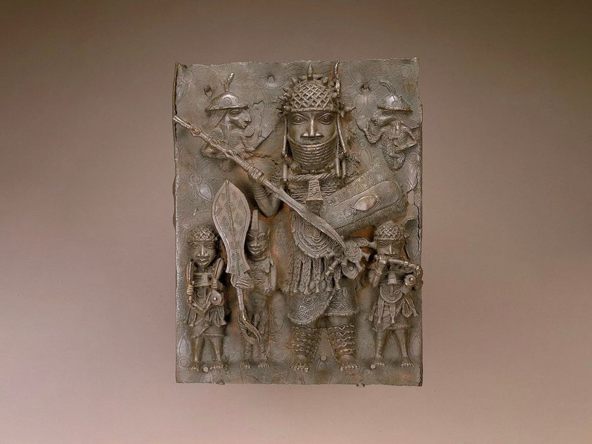 This 16th- or 17th-century copper alloy plaque was one of the Benin Bronzes removed from view last year © National Museum of African Art