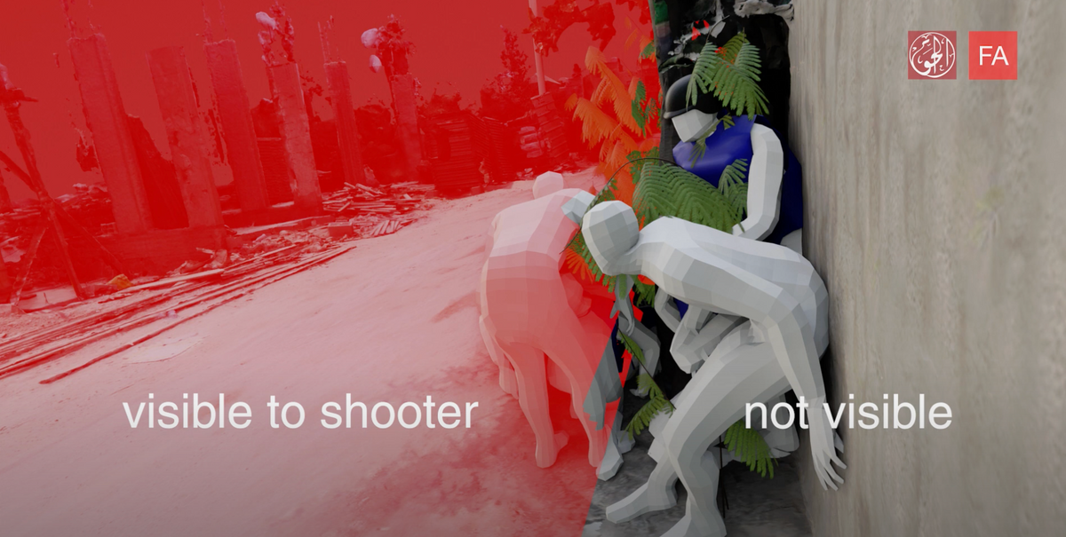 A still from Forensic Architecture and Al-Haq's video summary of their findings into the shooting of Shireen Abu Akleh Courtesy of Forensic Architecture/Al-Haq