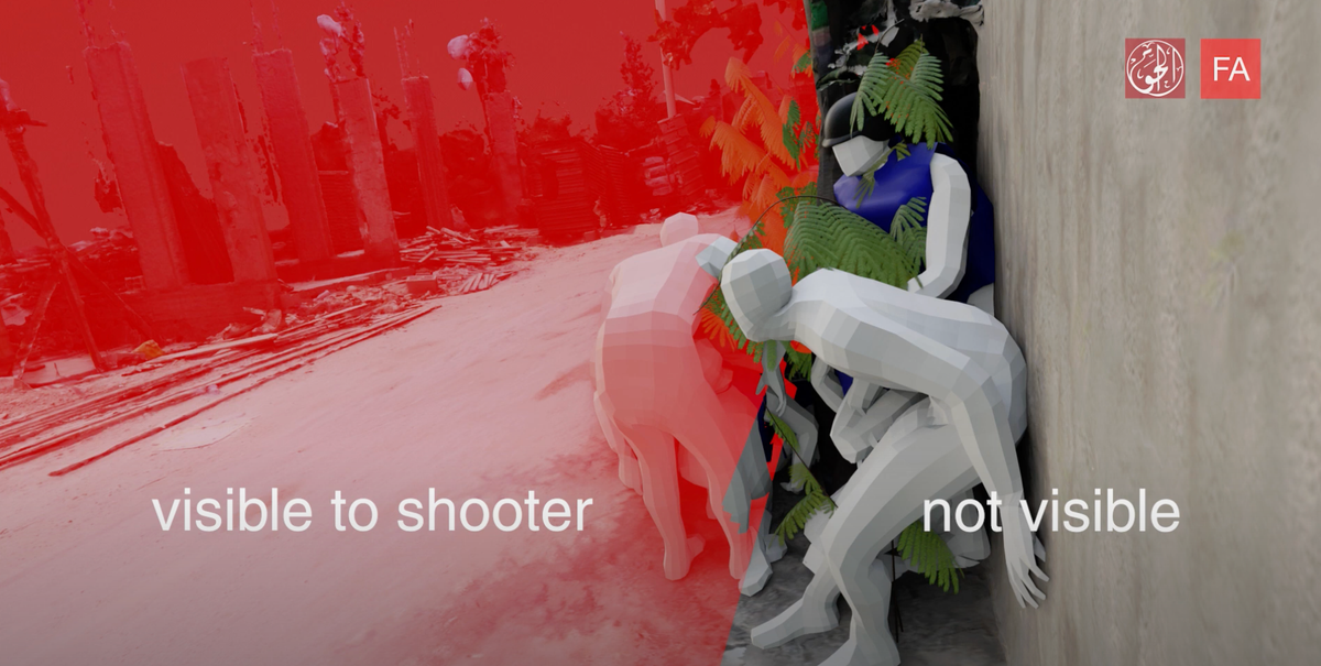 A still from Forensic Architecture and Al-Haq's video summary of their findings into the shooting of Shireen Abu Akleh Courtesy of Forensic Architecture/Al-Haq