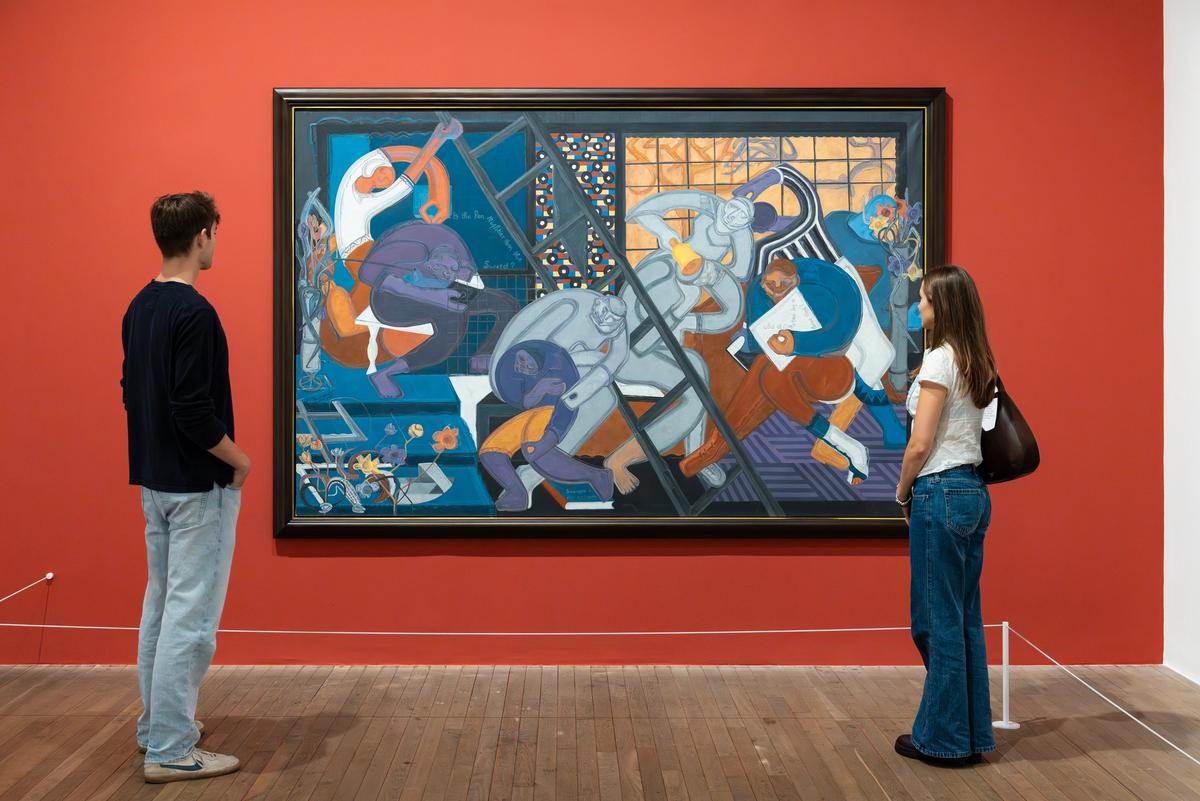 Installation view of Uzo Egonu, Will Knowledge Safeguard Freedom 2 (1985-85), at Nigerian Modernism, Tate Modern
© Tate Photography (Jai Monaghan)