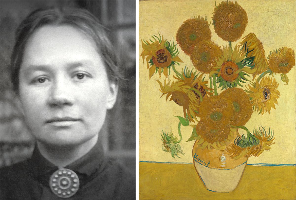 Jo Bonger (left) was loath to part with Sunflowers (August 1888, right), which she said belonged “in our family”. It is now in the collection of the National Gallery in London Sunflower credit: National Gallery, London