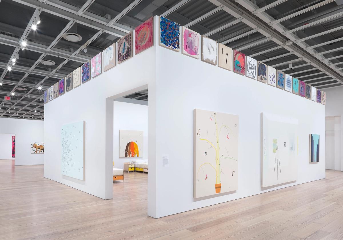 Installation view of Laura Owens at the Whitney Museum of American Art, New York Photo: Ron Amstutz