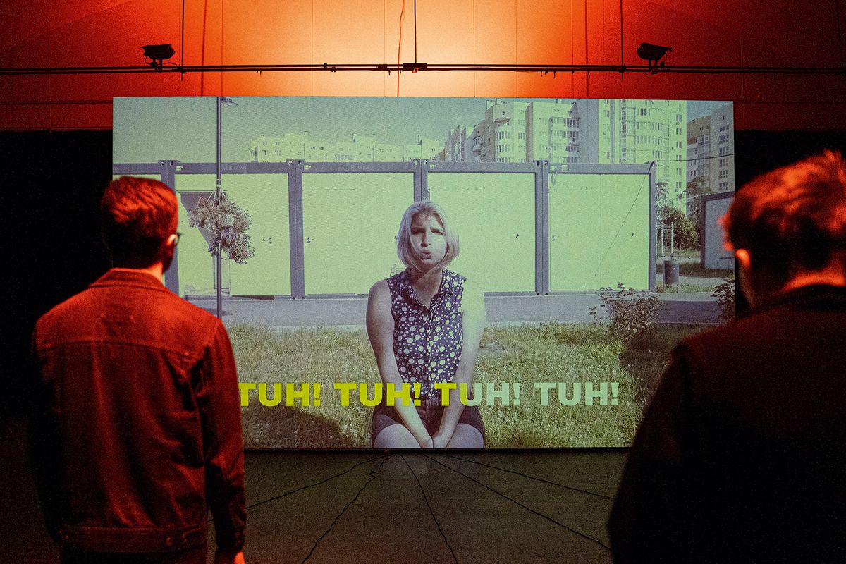 Open Group’s exhibition is a development of their 2022 work Repeat After Me, a response to a Ukrainian government information campaign shortly before the Russian invasion of the country Photo: Emilia Lipa; courtesy of the artists