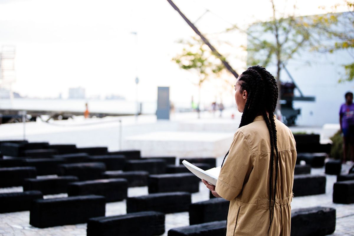 Grada Kilomba looking out on O Barco/The Boat Photo: Creative Agency (Pedro Machado)