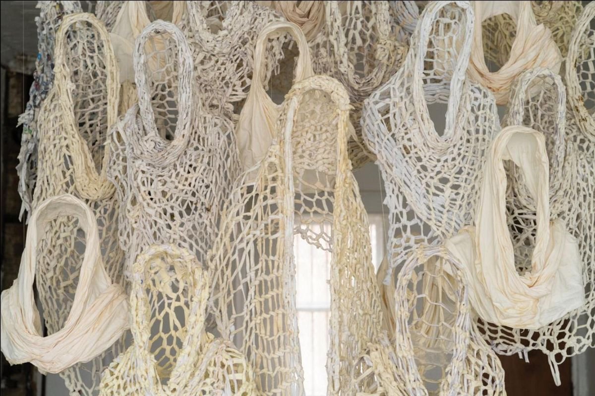 Installation view of Victoria-Idongesit Udondian, Akaisang (2020-21). Courtesy of the Artist and The Bronx Museum of the Arts. Photo by Nando Alvarez-Perez.