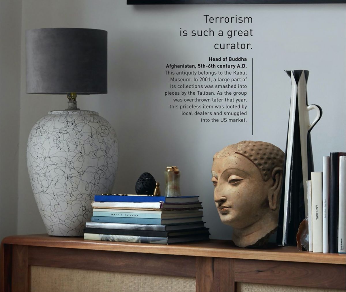 A head of Buddha from the fifth to sixth century is described in a Unesco advertising campaign as having been looted in Kabul in 2001 Unesco