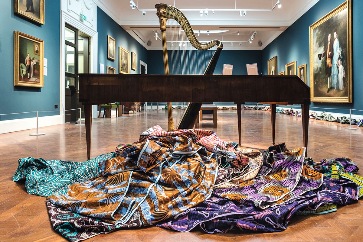 Lubaina Himid’s installation of draped Dutch wax cotton at the Holburn Museum, Bath
Photo: Jo Hounsom
