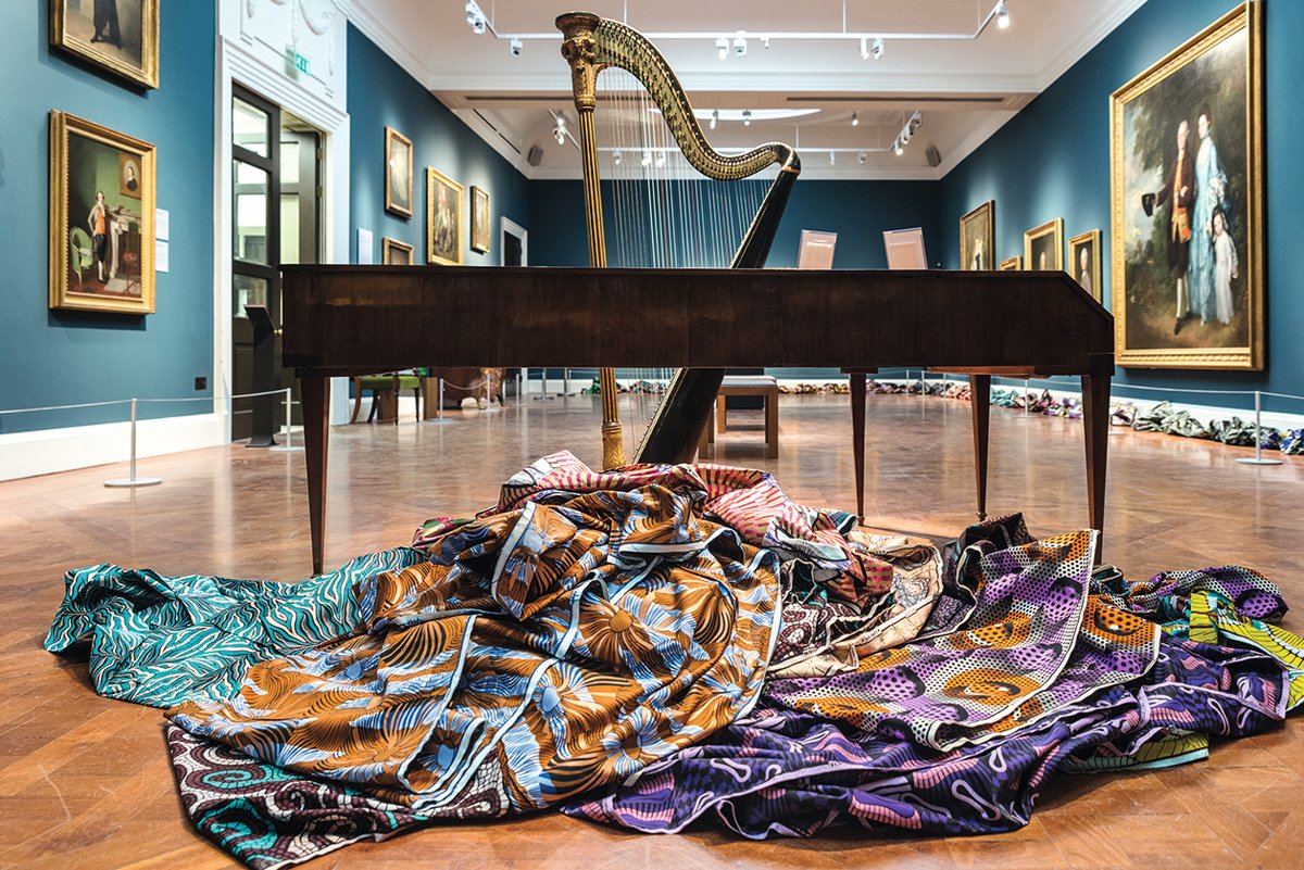 Lubaina Himid’s installation of draped Dutch wax cotton at the Holburn Museum, Bath
Photo: Jo Hounsom
