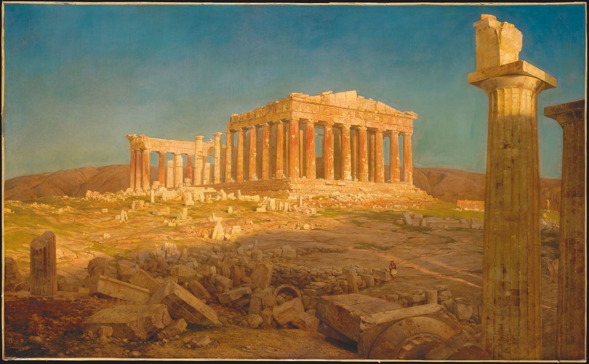 Frederic Edwin Church’s 1871 painting, The Parthenon. The temple had already suffered damage from earthquake, bombing and occupation before Lord Elgin’s arrival in 1801

Courtesy Metropolitan Museum of Art, New York