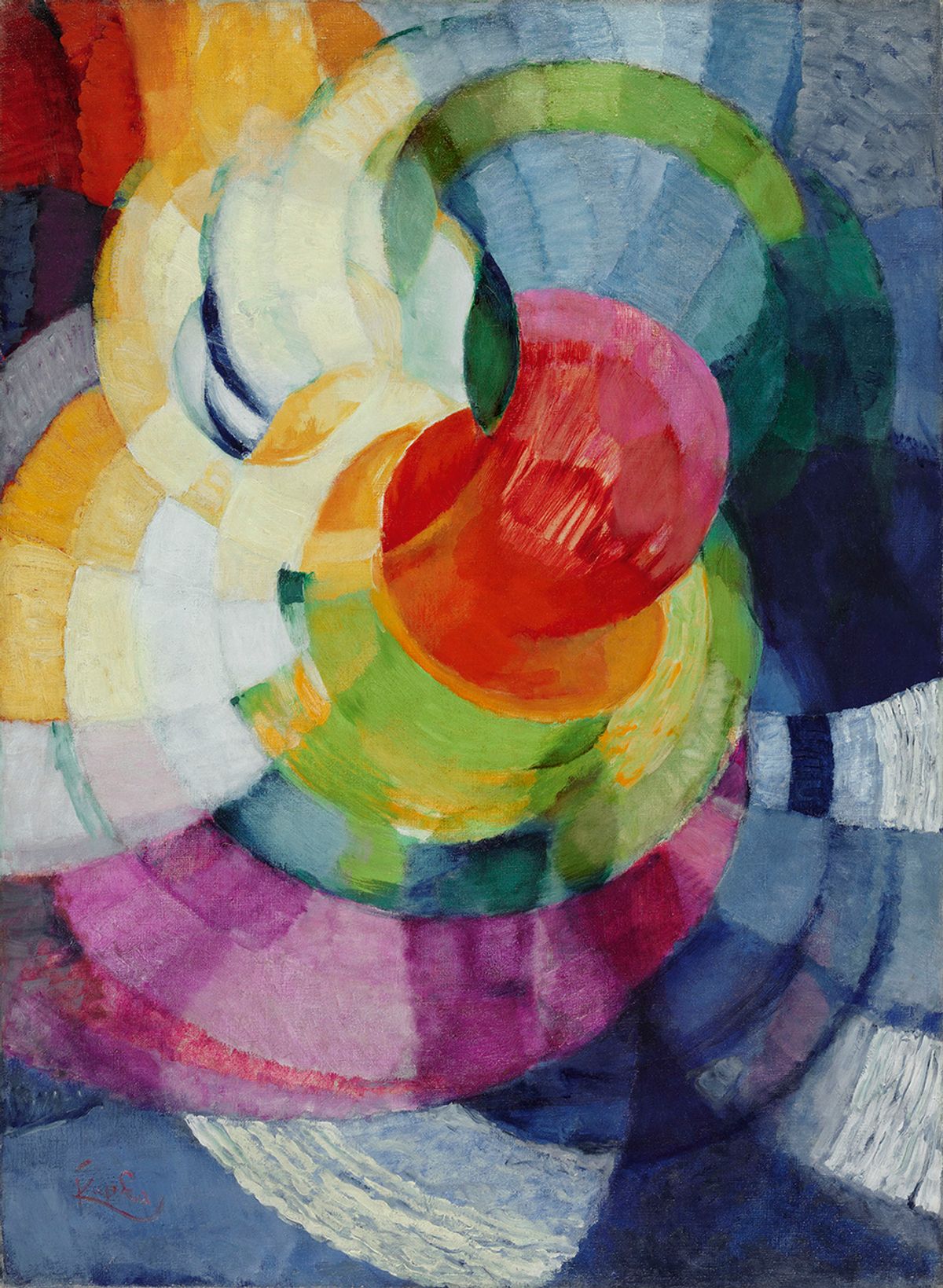 František Kupka’s vibrant Disks of Newton (1912). The Czech-born artist was a major figure of Orphism, and many of his works were inspired by colour theory and music
© The artist


