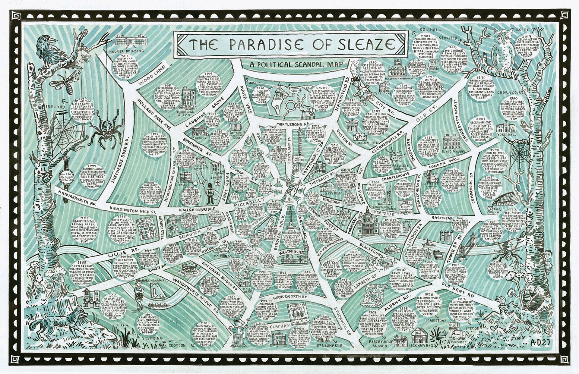 The Paradise of Sleaze by Adam Dant offers an extensive catalogue of London’s political scandals across the centuries

© Adam Dant

