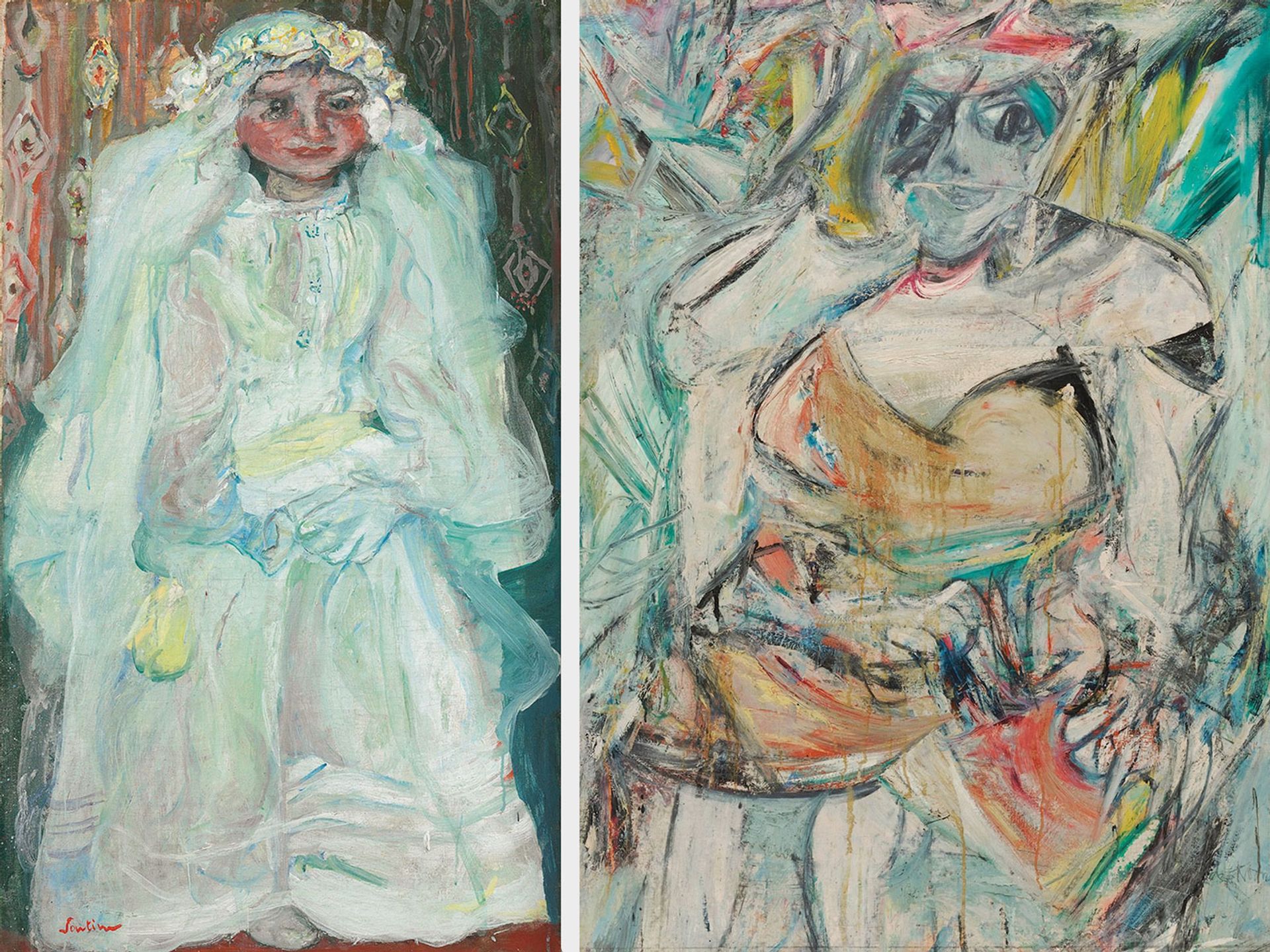 The bride stripped bare by her bachelor, even? Soutine’s The Communicant (The Bride) (around 1924) and De Kooning’s Woman II (1952) © ARS, photo © Christie’s; © Willem de Kooning Foundation/ARS, Photo: © MOMA