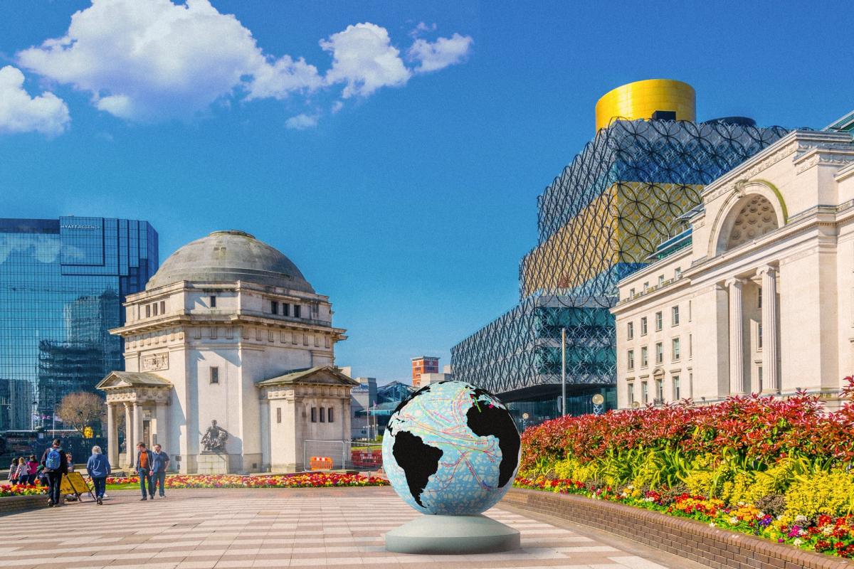 A render of the globe sculpture form designed by British-Nigerian artist Yinka Shonibare.
Courtesy of The World Reimagined