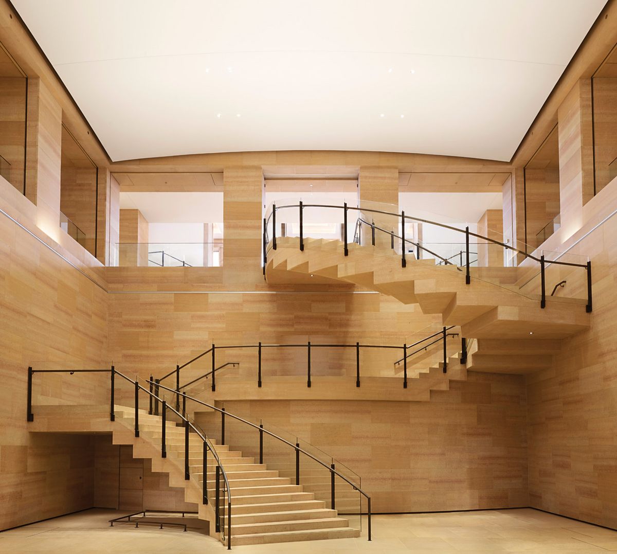 The Williams Forum at the Philadelphia Museum of Art, looking west into Lenfest Hall from the ground level. The architect Frank Gehry demolished a former auditorium and replaced it with a dramatic 40ft-high open space Photo: Elizabeth Leitzell; courtesy of the Philadelphia Museum of Art