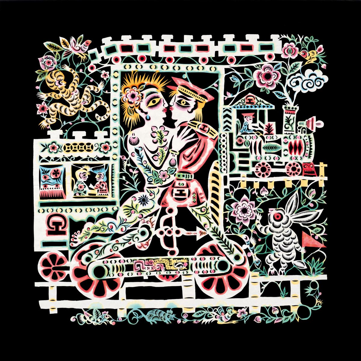 Train (2001), an example of Xiyadie’s vibrant paper-cut work, is on show at the Blindspot Gallery in Wong Chuk Hang Courtesy of the artist and Blindspot Gallery