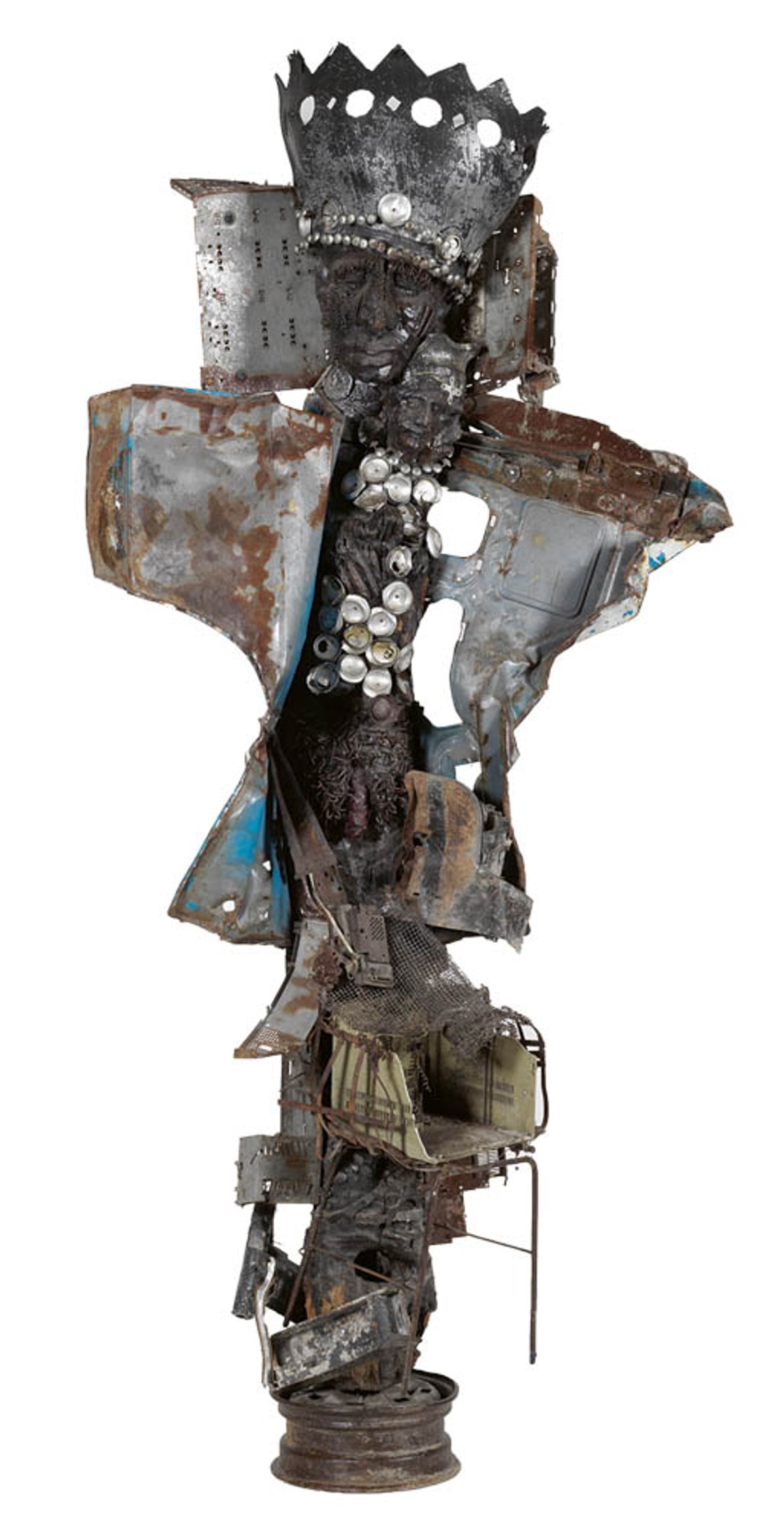 Ézuli dantò (2006) by André Eugène incorporates wood, metal, tyres and plastic Photo: Daniel Bradica, courtesy of the artist and Pioneer Works