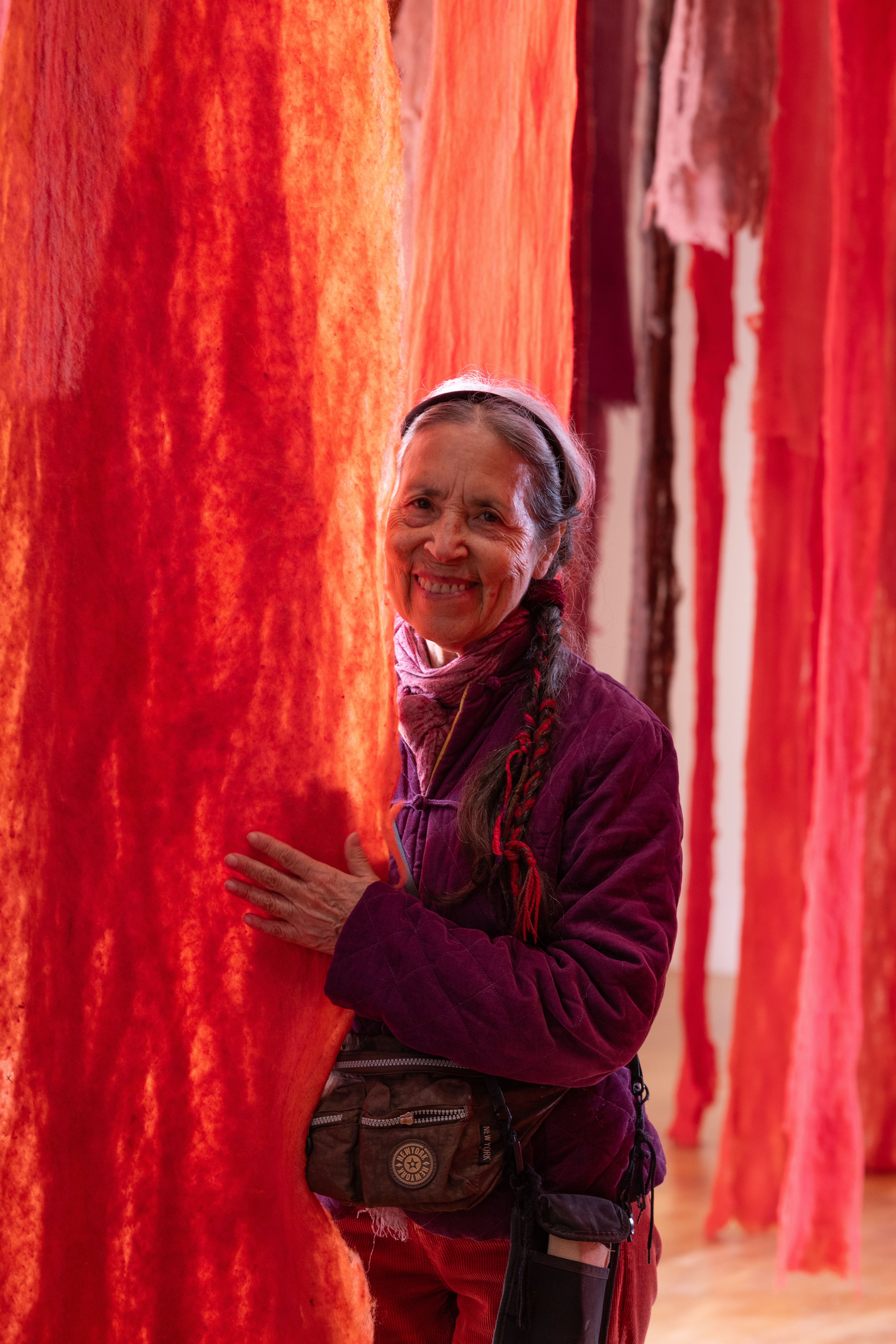Portrait of Cecilia Vicuña in her exhibition Cecilia Vicuña: Living Threads at Whitechapel Gallery in London

Photo © Rob Harris