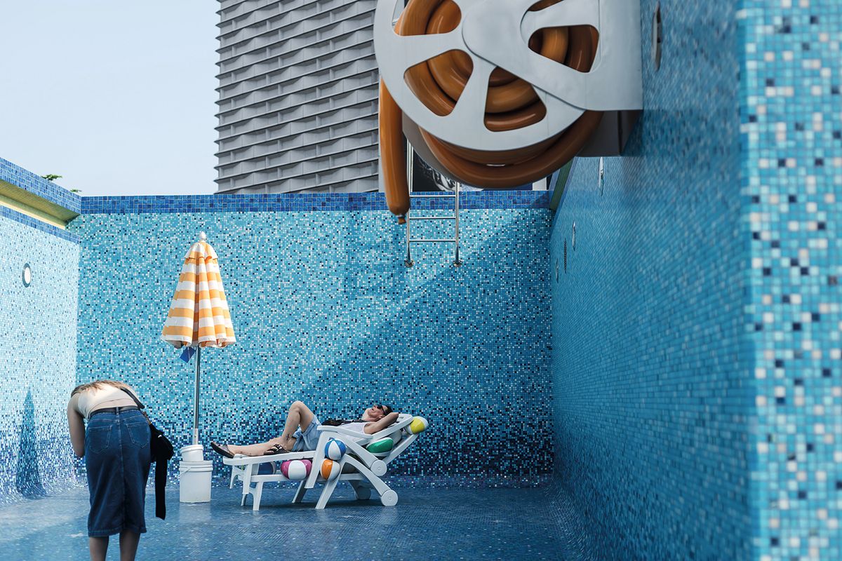 Chan Wai Lap’s empty swimming pool Some of Us Are Looking at the Stars was installed outside the Hong Kong Museum of Art in 2023 Photo: Kevin Mak