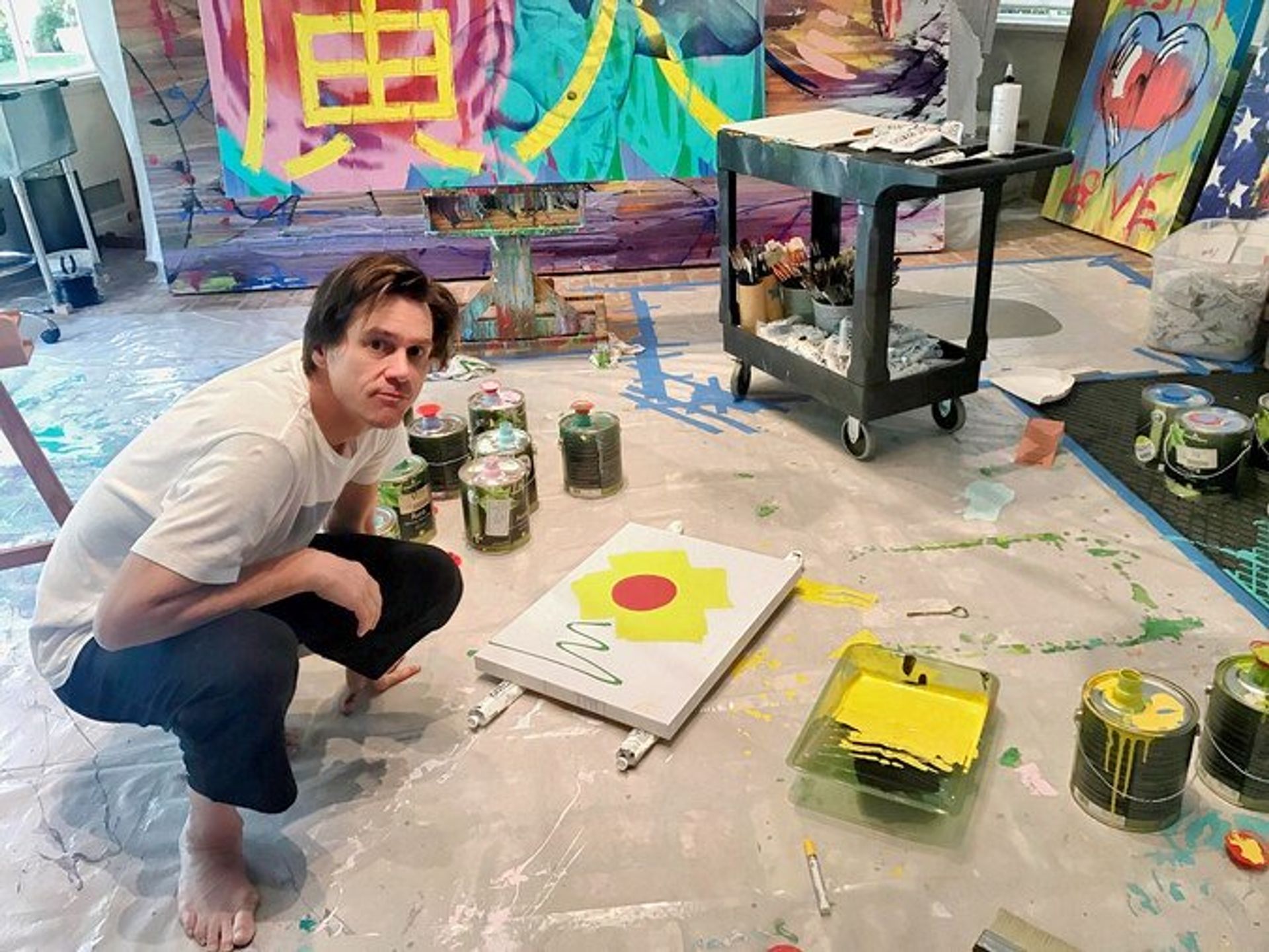 Jim Carrey in his studio 